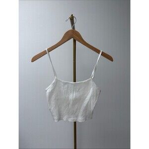White Ribbed Knit Cropped Camisole XS